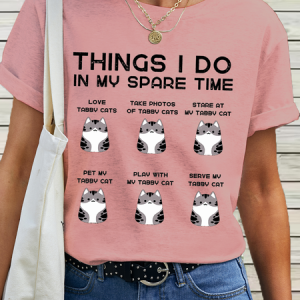 Women's Cat Lover Things I Do in My Spare Time Cotton T-Shirt, T-shirts, Lilicloth.com