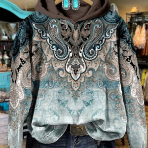 Women's Paisley Print Casual Sweatshirt Hoodie, Hoodies&Sweatshirts, Lilicloth.com