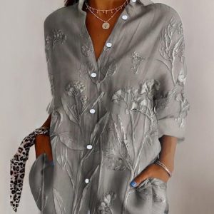 3D plant flower long sleeved shirt, Blouses, Lilicloth.com