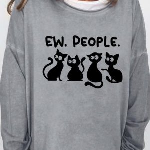 Ew People Cat Women's Crew Neck Sweatshirt, Hoodies&Sweatshirts, Lilicloth.com