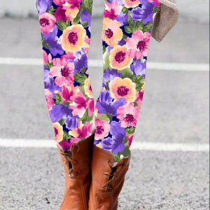 Floral Print Casual Leggings, Leggings, Lilicloth.com