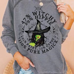 Womens Halloween Witch Letters Casual Sweatshirt, Hoodies&Sweatshirts, Lilicloth.com