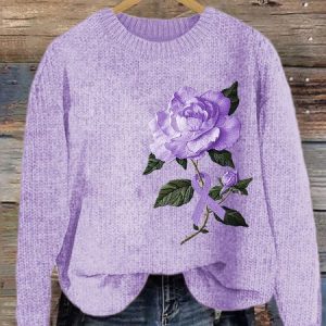 Alzheimer's Rose Knitted Sweater, Cardigans, Lilicloth.com