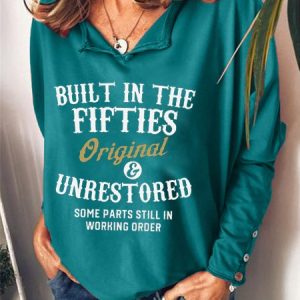 Built In The Fifties Printed V Neck Sweatshirt, Hoodies&Sweatshirts, Lilicloth.com