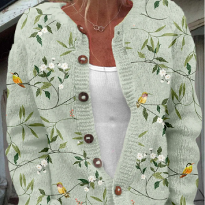 Knitted Loose Casual Crew Neck Cardigan, Cardigans, Lilicloth.com