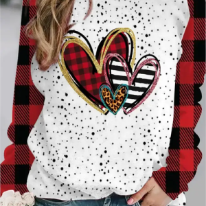 Valentine's Day Fashion Print Pullover Sweatshirt, Hoodies&Sweatshirts, Lilicloth.com