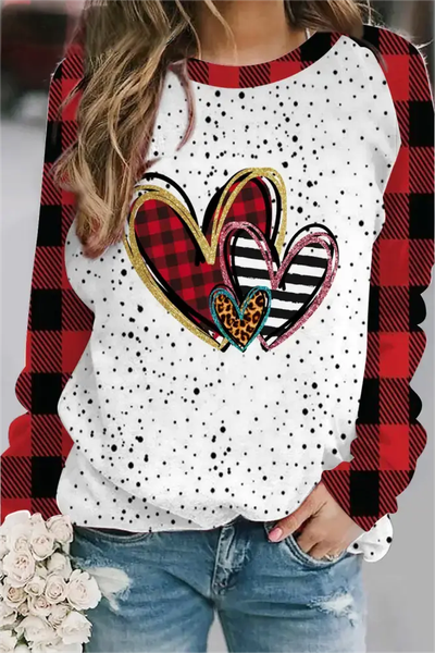 Valentine's Day Fashion Print Pullover Sweatshirt, Hoodies&Sweatshirts, Lilicloth.com