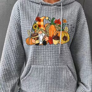 Thanksgiving Gnome Simple Loose Hoodie, Hoodies&Sweatshirts, Lilicloth.com
