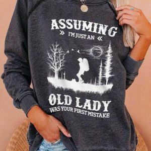 Print Round Neck Casual Loose Sweatshirts, Hoodies&Sweatshirts, Lilicloth.com