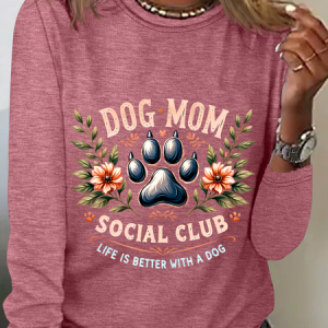 Dog Mom Social Club Life Is Better With A Dog Casual Long Sleeve Shirt, Long sleeves, Lilicloth.com