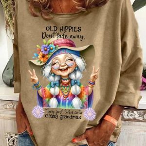 Grandma Old Hippies Casual Sweatshirt, Hoodies&Sweatshirts, Lilicloth.com