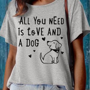 Women's Dog Lover Casual Crew Neck T-Shirt, T-shirts, Lilicloth.com