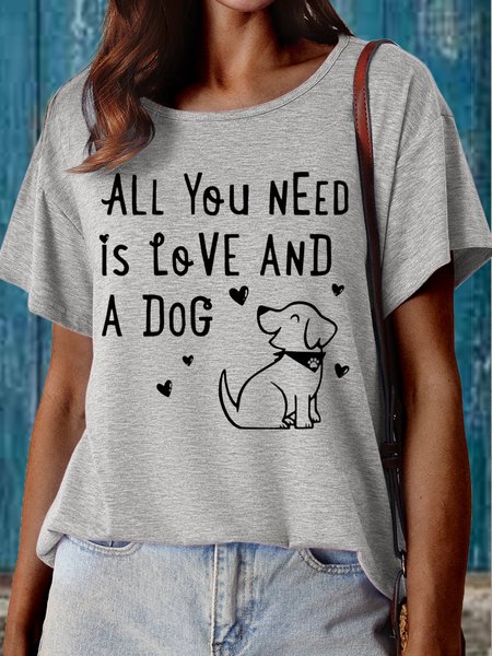 Women's Dog Lover Casual Crew Neck T-Shirt, T-shirts, Lilicloth.com