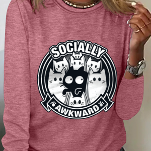 Socially Awkward Casual Long Sleeve Shirt, Long sleeves, Lilicloth.com