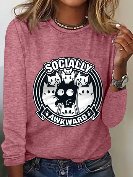 Socially Awkward Casual Long Sleeve Shirt, Long sleeves, Lilicloth.com