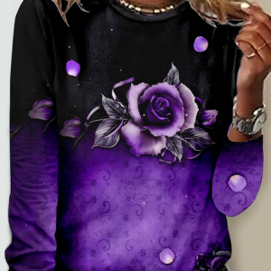 Alzheimer's Casual Crew Neck Floral Long Sleeve Shirt, Long sleeves, Lilicloth.com