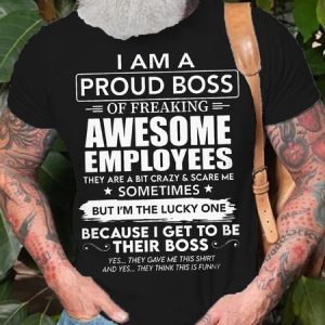 Men's Funny Holiday Gift I AM A PROUD BOSS Casual Letters T-Shirt, T-shirts, Lilicloth.com