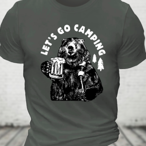 Let's Go Camping Funny Camping Cotton T-Shirt, T-shirts, Lilicloth.com