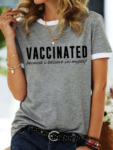 Vaccinated because i believe in myself Women's round neck T-shirt, T-shirts, Lilicloth.com