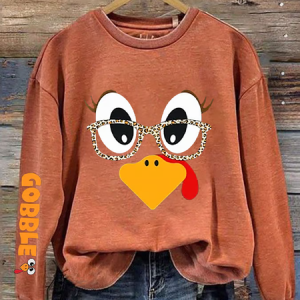 Women's Cute Turkey Fall Thanksgiving Printed Sweatshirt, Hoodies&Sweatshirts, Lilicloth.com