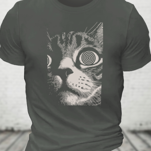 Psychedelic Cat Cotton T-Shirt, T-shirts, Lilicloth.com