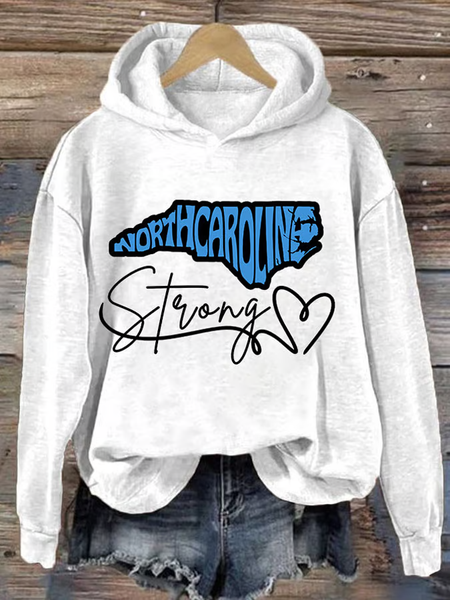 Women's Retro North Carolina Strong Print Hoodie, Hoodies&Sweatshirts, Lilicloth.com