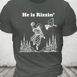 He Is Rizzin Cotton T-Shirt, T-shirts, Lilicloth.com