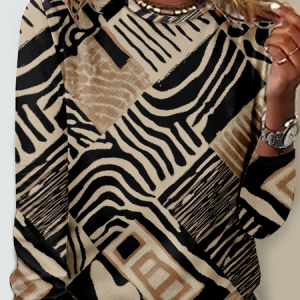 Geometric Crew Neck Regular Long Sleeve Shirt, Long sleeves, Lilicloth.com
