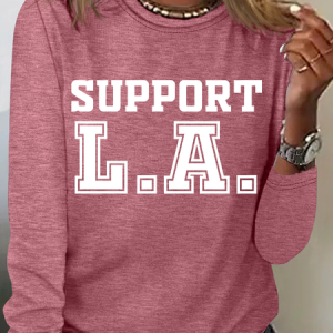 Support La Wildfire Relief Casual Long Sleeve Shirt, Long sleeves, Lilicloth.com