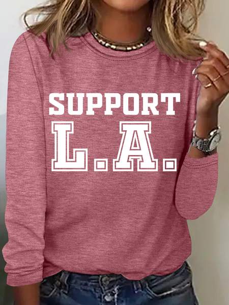 Support La Wildfire Relief Casual Long Sleeve Shirt, Long sleeves, Lilicloth.com