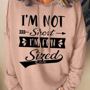 Women I’m Not Short Fun Sized Casual Text Letters Hoodie Sweatshirt, Hoodies&Sweatshirts, Lilicloth.com