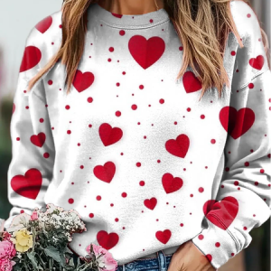 Women's Crew Neck 3D Printing Vintage Spring/Fall Long Sleeve Sweatshirt, JustFashionNow Sweatshirts & Hoodies, color:Red|size:XXL,