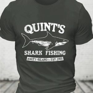 Quint's Shark Fishing Men's Cotton T-Shirt, T-shirts, Lilicloth.com