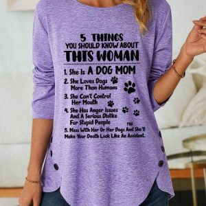 Funny Women A Dog Mom Loose Simple Long sleeve Top, Long sleeves, Lilicloth.com