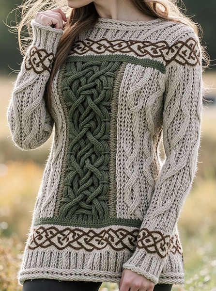 Women's Spring/Fall Animal Casual Long Sleeve Crew Neck Wool/Knitting Sweater, JustFashionNow Sweaters, color:Khaki|size:5XL,
