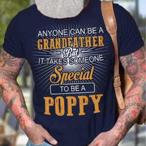 Men's Anyone Can Be A Grandfather But It Takes Someone Special To Be A Poppy Funny Golf Graphic Print Cotton Casual Text Letters T-Shirt, T-shirts, Lilicloth.com
