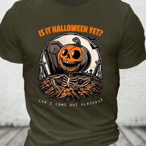 Halloween Yet Pumpkin Skeleton Cotton T-shirt, T-shirts, Lilicloth.com