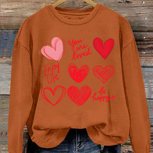 Womens Valentines Hearts Casual Sweatshirt, Hoodies&Sweatshirts, Lilicloth.com