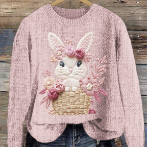 Maple Leaf Crew Neck Casual Loose Sweater, Sweaters, Lilicloth.com