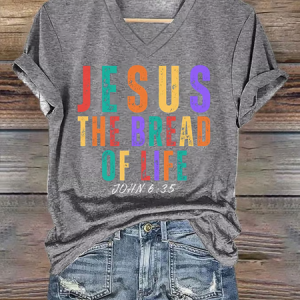 Women's Jesus The Bread Of Life Print T-Shirt, T-shirts, Lilicloth.com