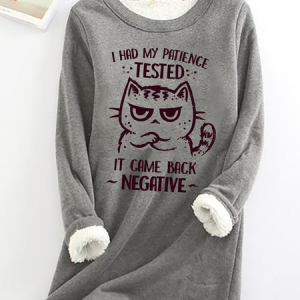 Patience Tested Casual Fluff Fleece Fabric Sweatshirt, Hoodies&Sweatshirts, Lilicloth.com