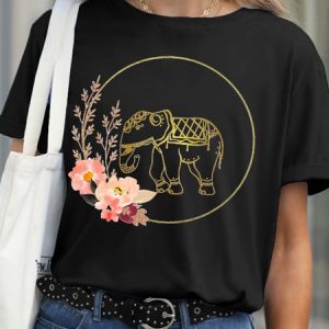 Lilicloth X Vithya Elephant With Flower Religious Women's T-Shirt, T-shirts, Lilicloth.com