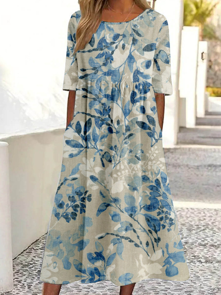 Vintage 3D Printing Loose Dress With No, Dresses, Lilicloth.com