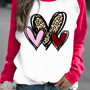 Women Casual Crew Neck Loose Valentine's Day Sweatshirt, Hoodies&Sweatshirts, Lilicloth.com