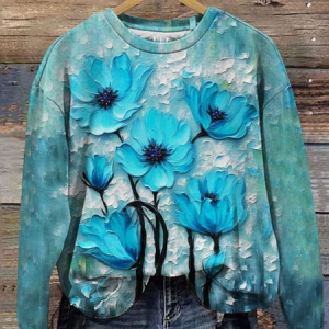 Flower print Sweatshirt, Hoodies&Sweatshirts, Lilicloth.com