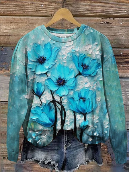 Flower print Sweatshirt, Hoodies&Sweatshirts, Lilicloth.com