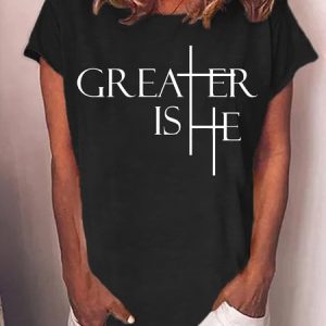 Greater Is He Cross Women's T-Shirt, T-shirts, Lilicloth.com