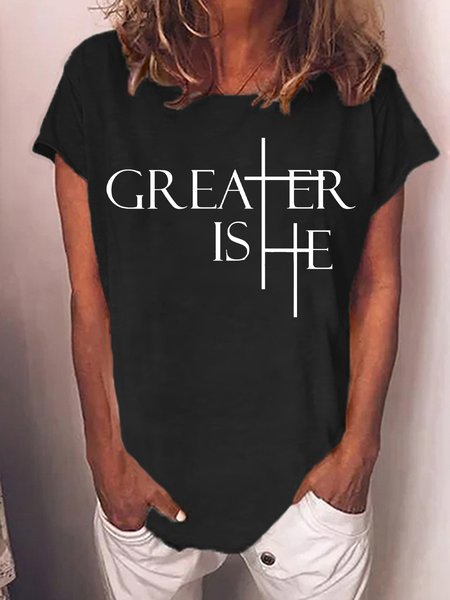 Greater Is He Cross Women's T-Shirt, T-shirts, Lilicloth.com