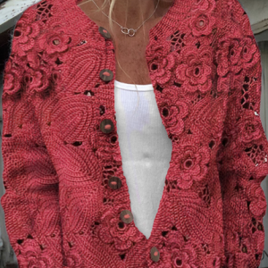 Maple Leaf Simple Loose Crew Neck Sweater, Cardigans, Lilicloth.com