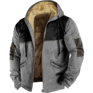 Men's retro outdoor fleece warm hooded jacket, Jackets& Coats, Lilicloth.com